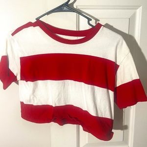 Red and White Striped Crop Top